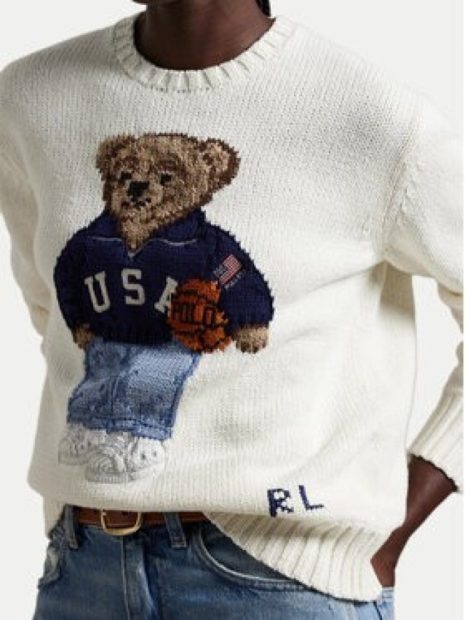 Polo Ralph Lauren Sweter 211966255001 Écru Relaxed Fit