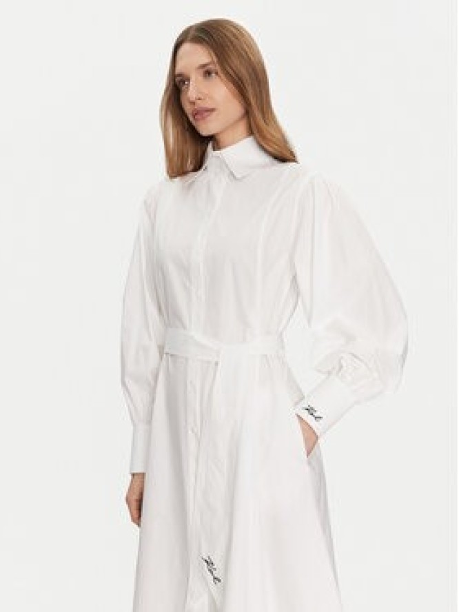 KARL LAGERFELD Sukienka koszulowa A1W13018 Biały Regular Fit