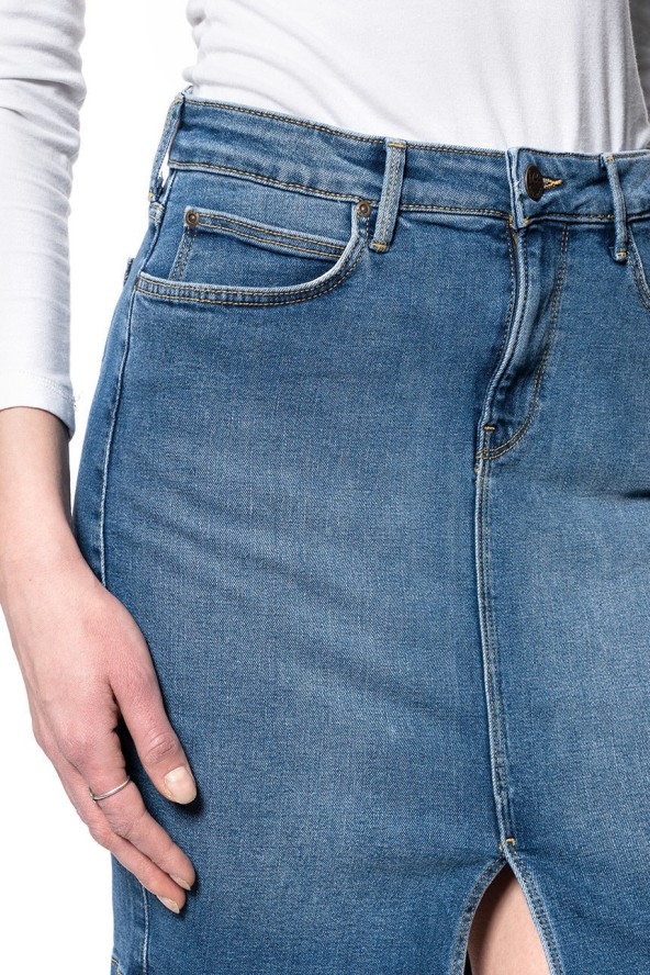 LEE Pencil Skirt DAMSKA SPÓDNICA JEANSOWA MID WORN MARTHA L38GQDTO 112108194