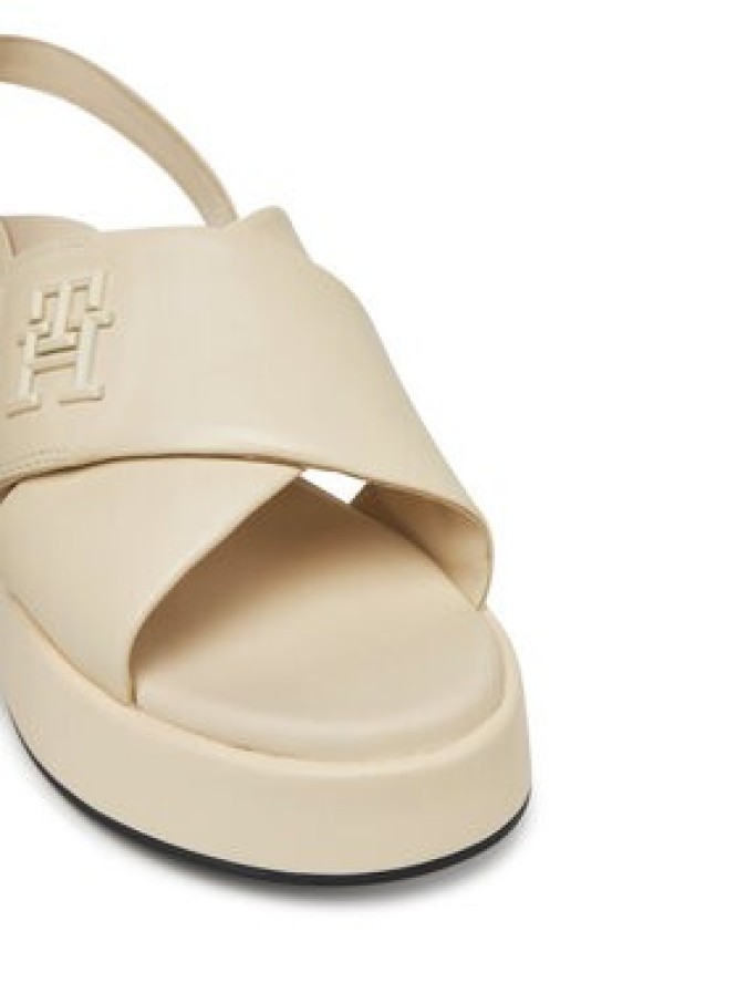 Tommy Hilfiger Sandały Th Logo Hw Padded Leather Sandal FW0FW08808 Beżowy