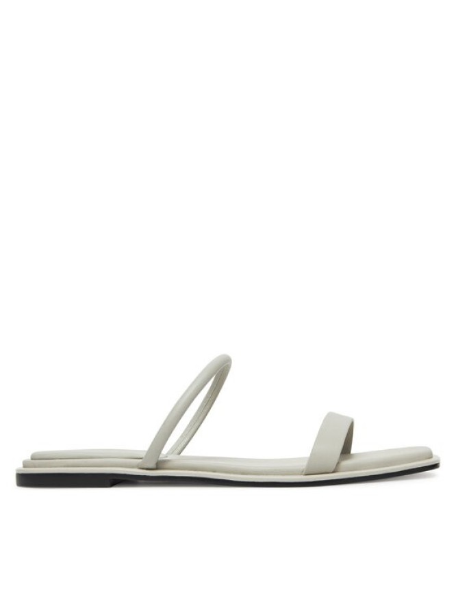 Calvin Klein Klapki Flat Sandal Squared 2-Bar Lth HW0HW02532 Beżowy
