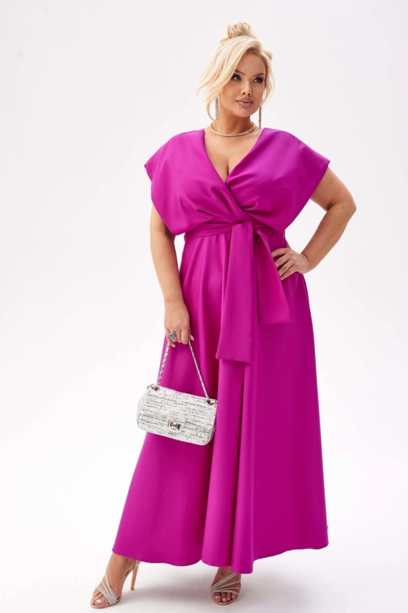 Elegancka amarantowa sukienka Flavia na wesele PLUS SIZE XXL