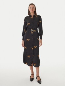 LOLA CASADEMUNT Sukienka koszulowa LS2616091 Czarny Regular Fit