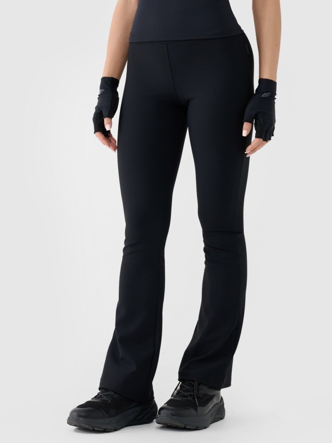 4F Legginsy z prążkowanej dzianiny damskie - czarne S