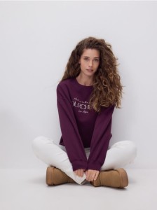 Bluza z haftem - fioletowy