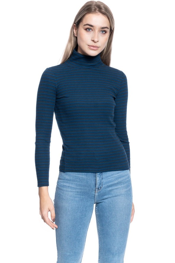 DAMSKI GOLF LEE LS STRIPED RIB TEE WASHED BLUE L40SYLLR 112108738