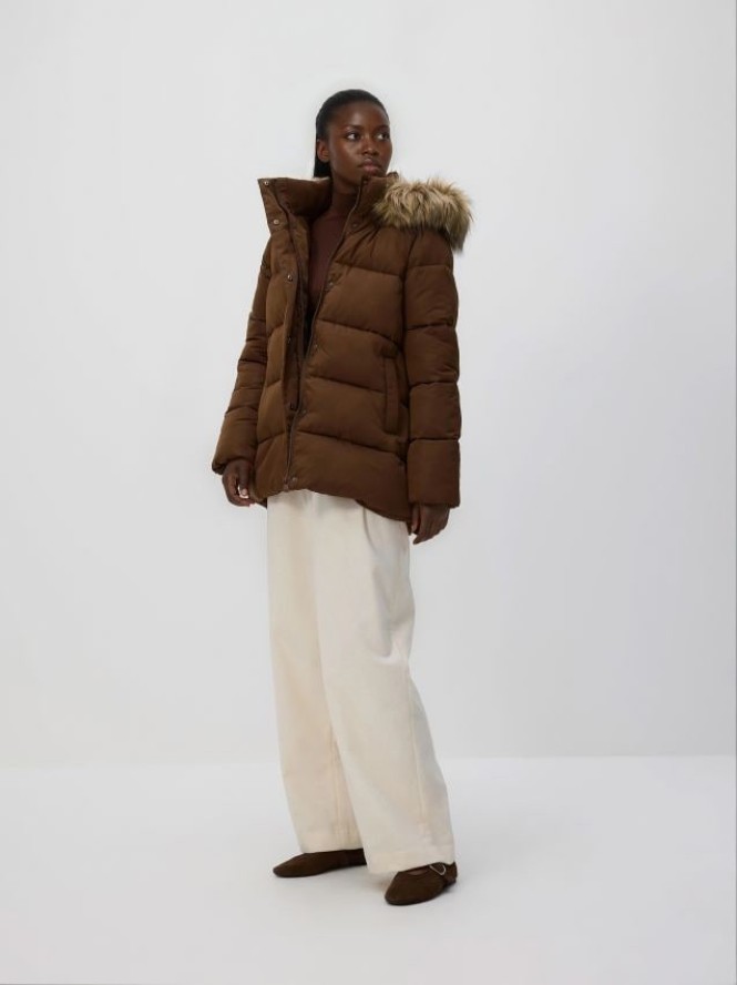 Pikowana kurtka - brązowy