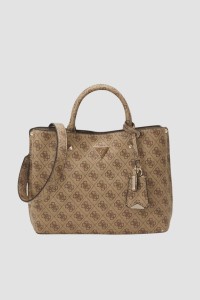 GUESS Brązowa torebka damska logowana Meridian