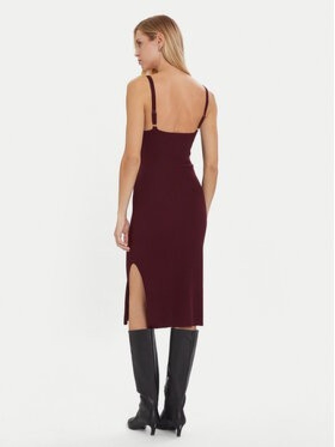 Morgan Sukienka dzianinowa 242-RMONA Bordowy Slim Fit