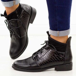 Czarne płaskie botki damskie Jezzi Asa62-128