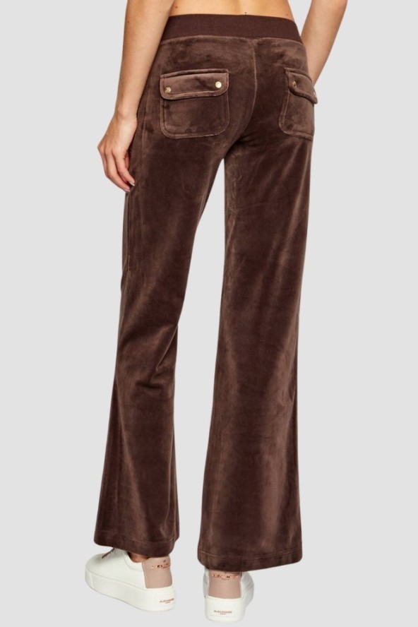 JUICY COUTURE Czekoladowe spodnie dresowe damskie Layla Low Rise, Rozmiar S