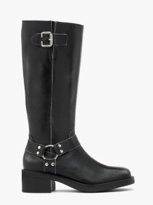 Czarne kozaki biker boots ze skóry licowej