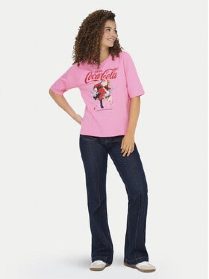 ONLY T-Shirt Coca Cola 15355794 Różowy Regular Fit