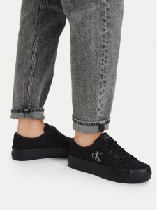Calvin Klein Sneakersy Vulc Flatform Low Canvas Mg YW0YW01763 Czarny