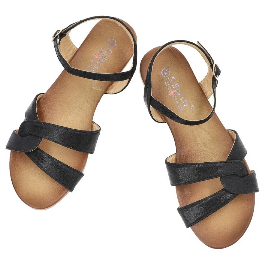 Czarne Sandały S.Barski Stylowe Obuwie Damskie