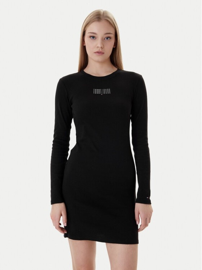 Tommy Jeans Sukienka codzienna Linear DW0DW21902 Czarny Slim Fit