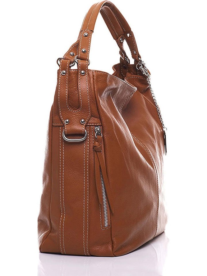 Anna Morellini Skórzana torebka "Ingrid" w kolorze jasnobrązowym - 36 x 39 x 16 cm rozmiar: onesize