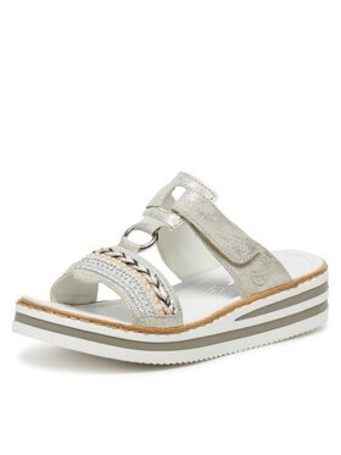 Rieker Klapki V02M6-40 Srebrny