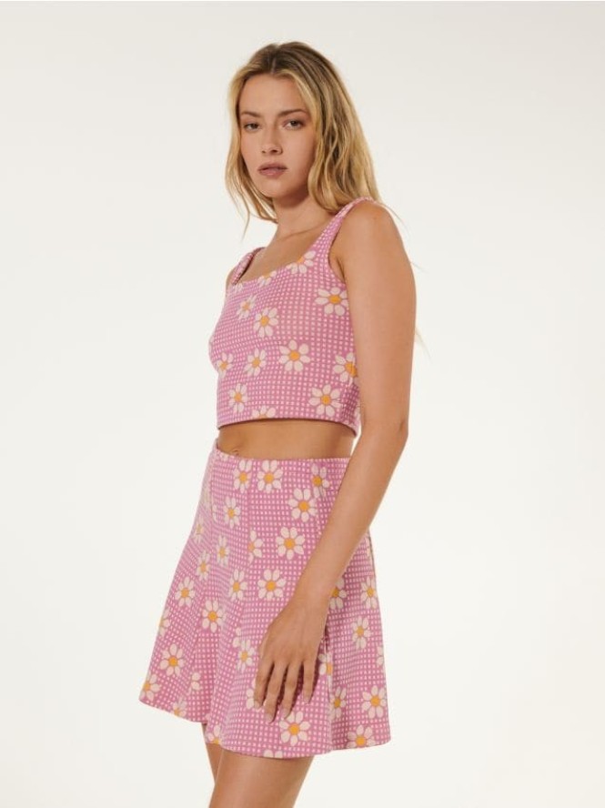 Spódnica mini w kwiaty - wielobarwny