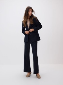 Jednorzędowa marynarka z wiskozą - granatowy