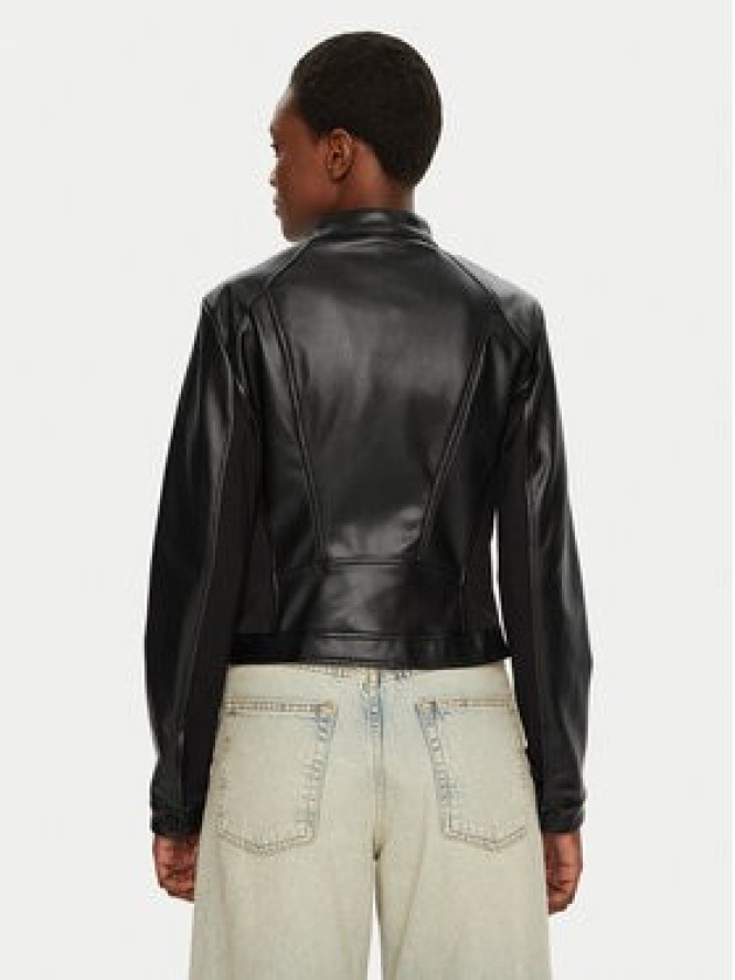 Guess Kurtka skórzana W4YL04 WE480 Czarny Regular Fit