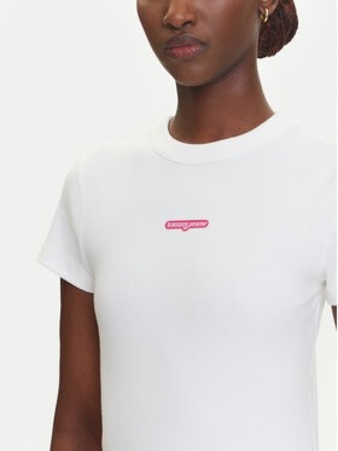 Tommy Jeans Sukienka codzienna Script DW0DW21186 Écru Slim Fit