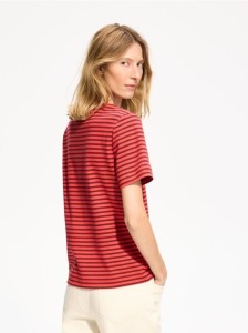 T-shirt z bawełny merceryzowanej - mahoniowy