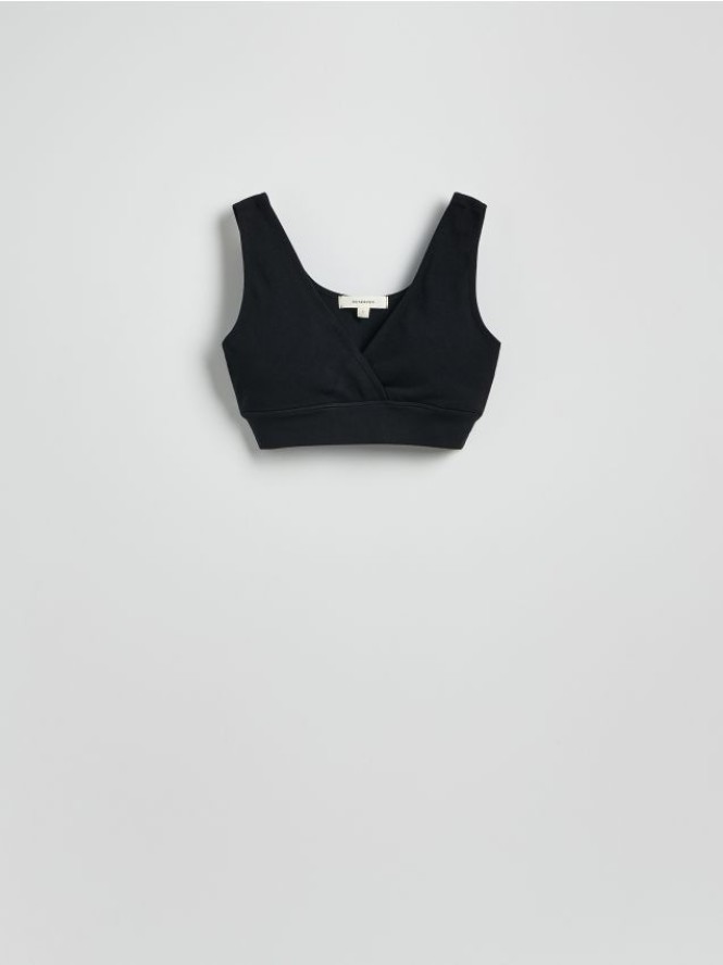 Bezszwowy top w stylu sportowym - czarny