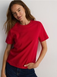 T-shirt z bawełny merceryzowanej - czerwony