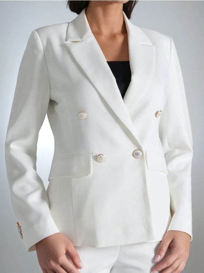 Żakiet z ozdobnymi guzikami - kremowy