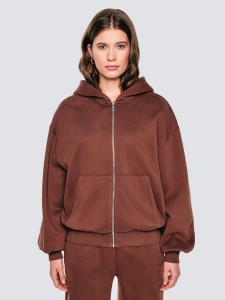 Bluza damska rozpinana z kapturem brązowa Marta 804