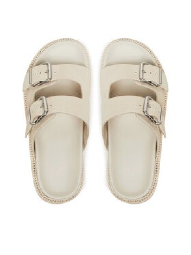 Tommy Jeans Klapki Double Strap Sandal Suede EN0EN02797 Écru