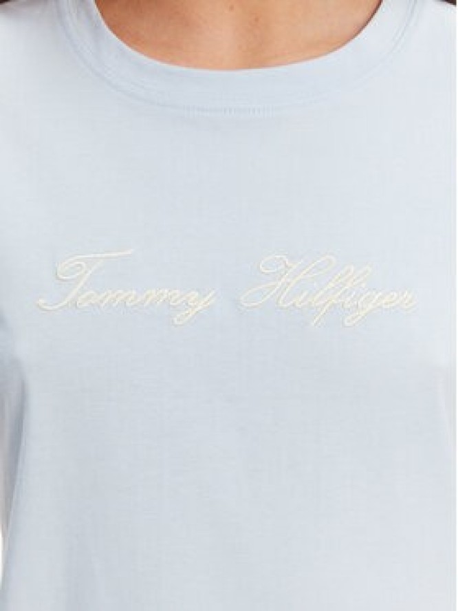 Tommy Hilfiger T-Shirt Script WW0WW45746 Błękitny Regular Fit