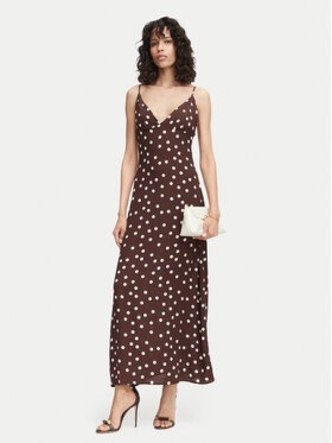 Vero Moda Sukienka letnia Elisa 10350647 Brązowy ciemny Regular Fit