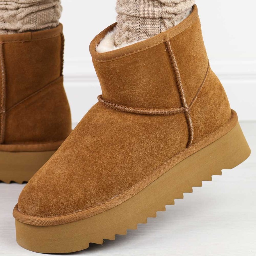 Camelowe skórzane ciepłe zimowe mukluki, eskimoski T.Sokolski 531