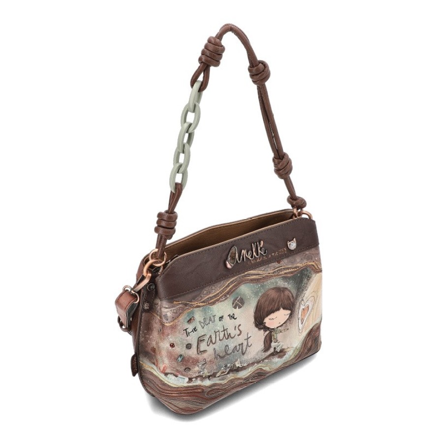 Brązowa Torebka Anekke Modna Listonoszka Damska Z Laleczką