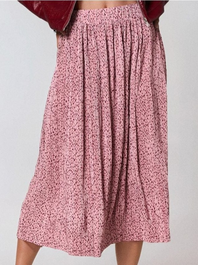 Plisowana spódnica midi w delikatny print - wielobarwny