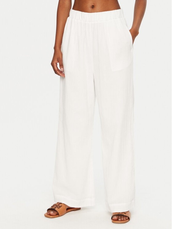 Seafolly Spodnie materiałowe Crinkle 55430-PA Biały Regular Fit