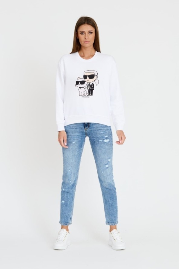 KARL LAGERFELD Biała bluza damska Ikonik 2.0, Rozmiar XS
