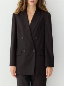 Marynarka z wełną - ciemnobrązowy