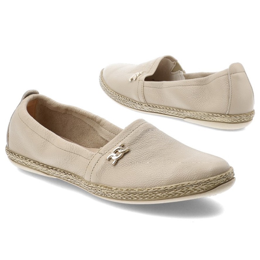 Beżowe Baleriny Armodo Modne Wsuwane Obuwie Damskie