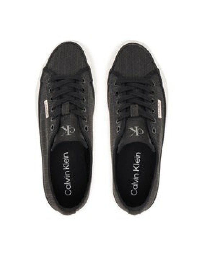 Calvin Klein Sneakersy Vulc Flatf Laceup Jaq Aop HW0HW03265 Czarny