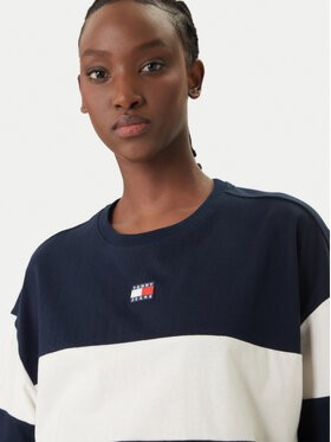 Tommy Jeans T-Shirt Badge Colour-Blocked DW0DW18706 Granatowy Oversize