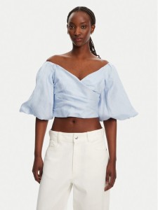 Bardot Bluzka Eva Linen 57892TB2 Błękitny Regular Fit