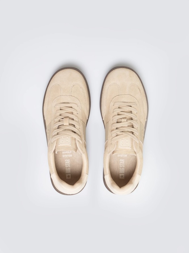 Sneakersy damskie ze skóry naturalnej zamszowej beżowe SS274689 801