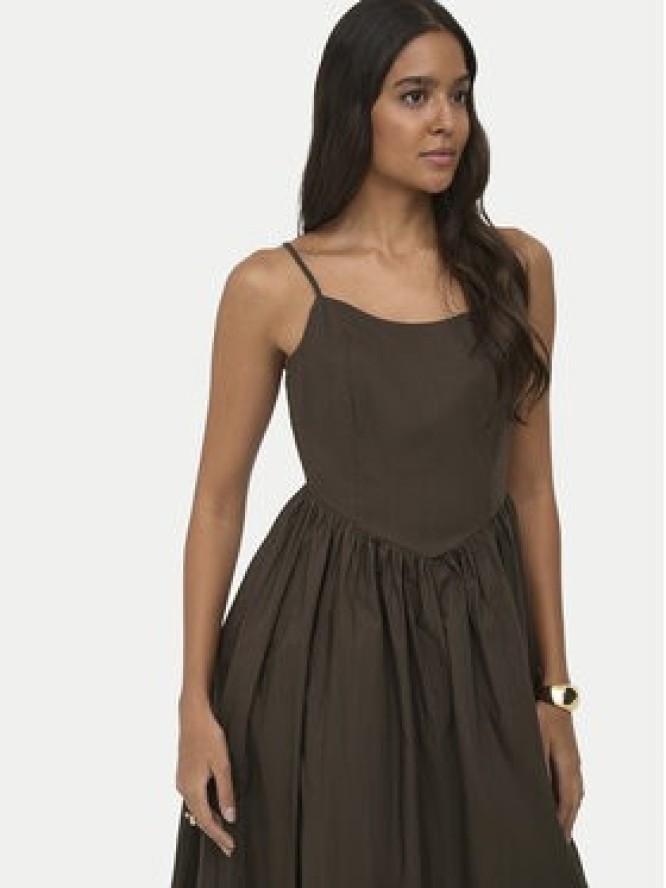 ONLY Sukienka letnia Likara 15371869 Brązowy ciemny Regular Fit
