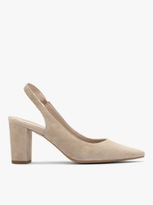 Beżowe czółenka na słupku z otwartą piętą