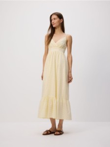 Ażurowa sukienka maxi - jasnożółty