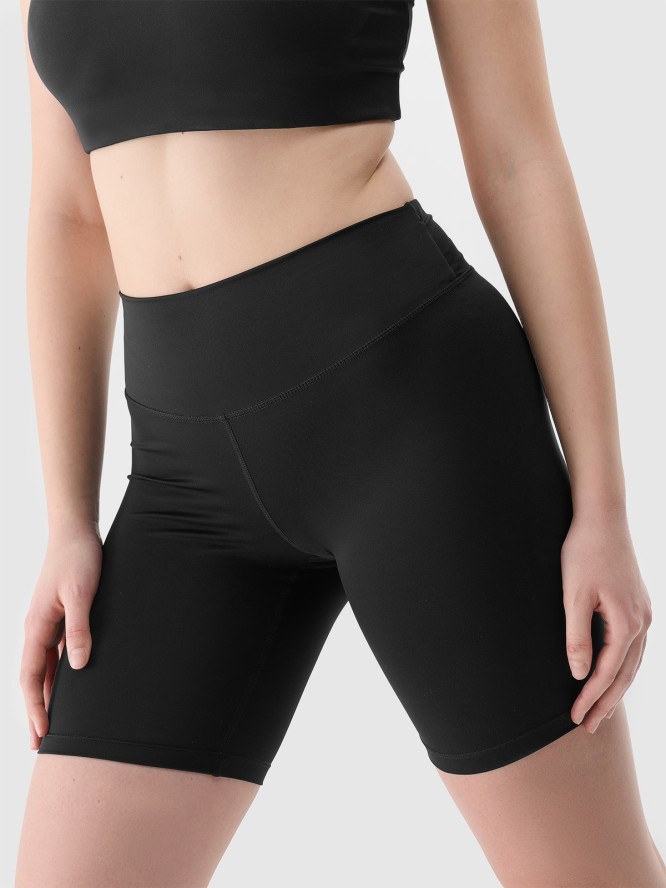 4F Legginsy kolarki treningowe z materiału z recyklingu damskie - czarne XS