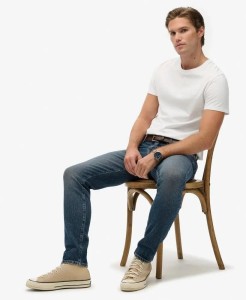 superdry Jeansy Slim Vintage z Bawełny Organicznej – Storm Blue